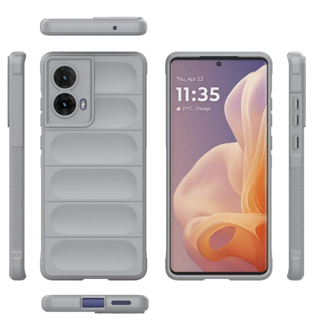 Husa Motorola Moto G85, Wave Silicone, protectie camera, catifea in interior, smoke gray — 2