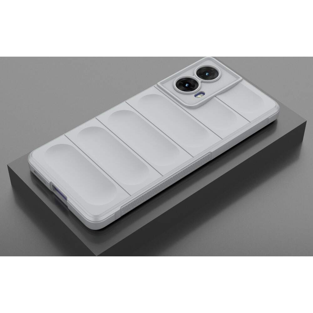 Husa Motorola Moto G85, Wave Silicone, protectie camera, catifea in interior, smoke gray — 3