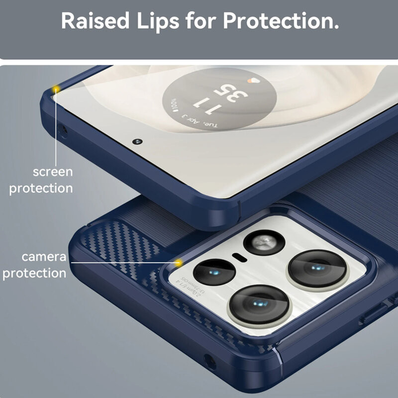 Husa protectie Motorola Edge 50 Pro, Carbon Stripe, 2 mm, albastra — varianta 3