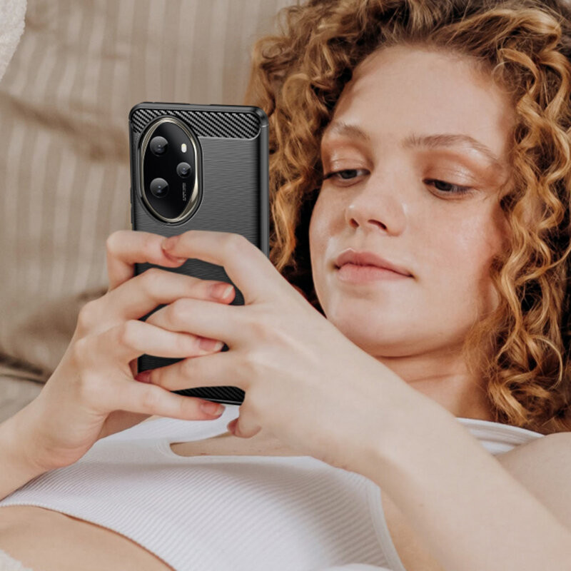 Husa protectie Honor 200, Carbon Stripe, TPU flexibil, albastra — 4