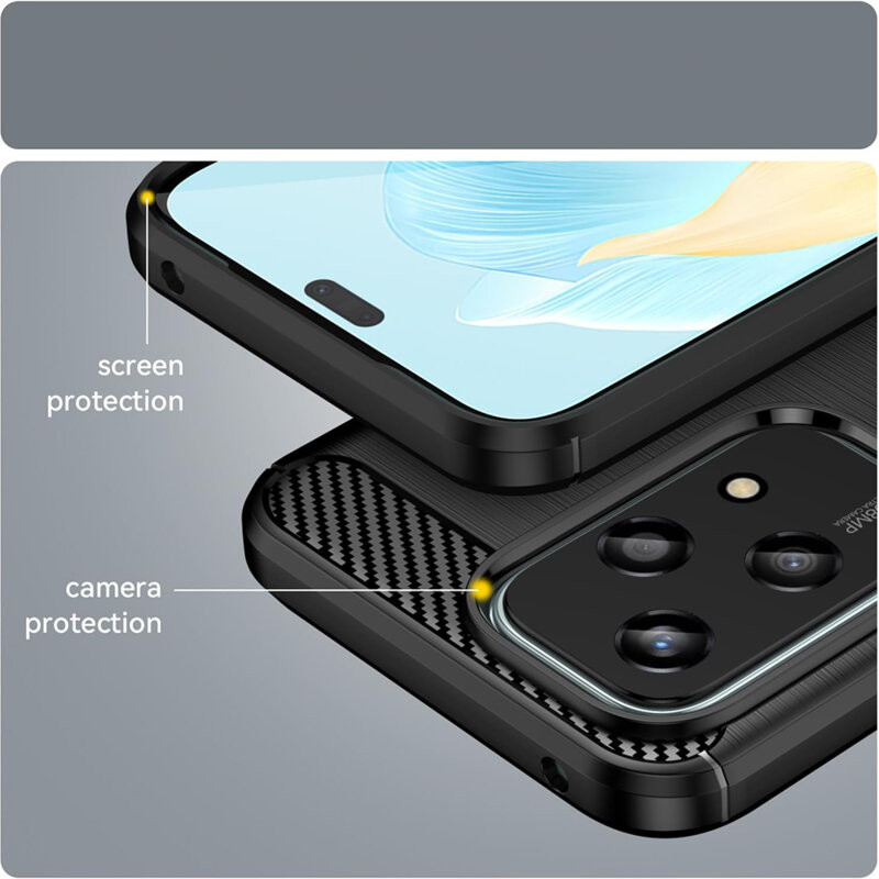 Husa protectie Honor 200 Lite, Carbon Stripe, TPU flexibil, albastra — 5