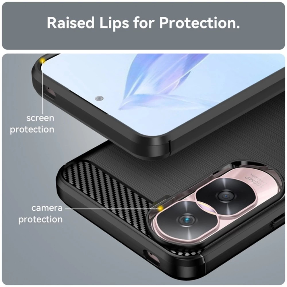 Husa protectie Honor 90 5G, Carbon Stripe, 2 mm, neagra — varianta 3