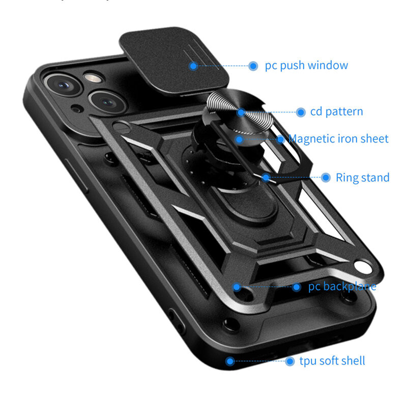 Husa Apple iPhone 16 Pro Max, Camshield Armor, inel sustinere, protectie camera, neagra — 2