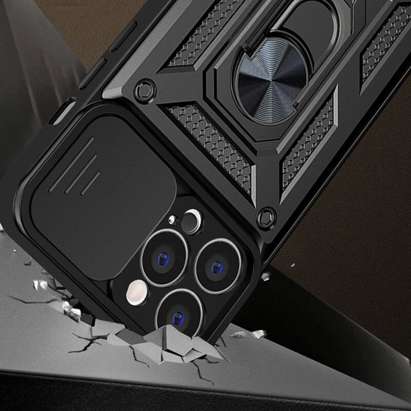 Husa Apple iPhone 16 Plus, Camshield Armor, inel sustinere, protectie camera, neagra — varianta 5