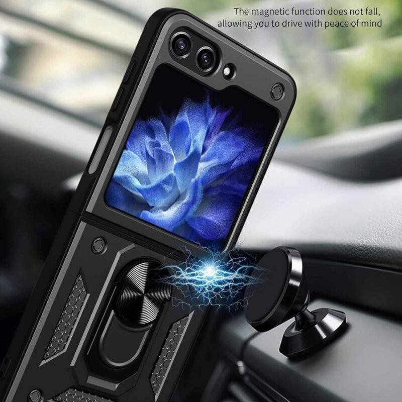 Husa Samsung Galaxy Z Flip6, Camshield Armor, inel sustinere, protectie camera, rosie — varianta 2