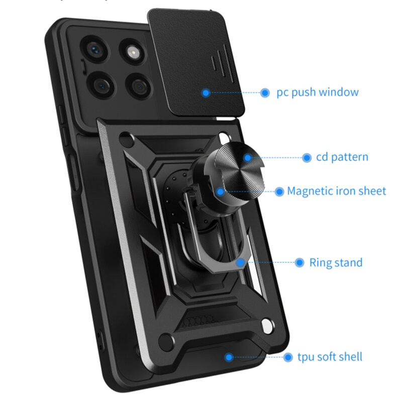 Husa protectie Honor X8b, Camshield Armor, inel sustinere, protectie camera, argintie — 2