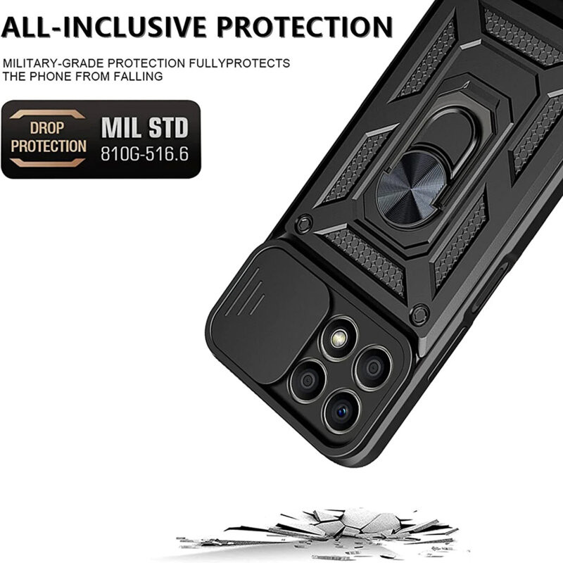 Husa protectie Oppo A80 5G, Camshield Armor, inel sustinere, protectie camera, aurie — varianta 3