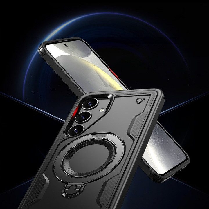 Husa Samsung Galaxy A15, Hybrid Armor MagRing, inel rotativ, neagra — varianta 3