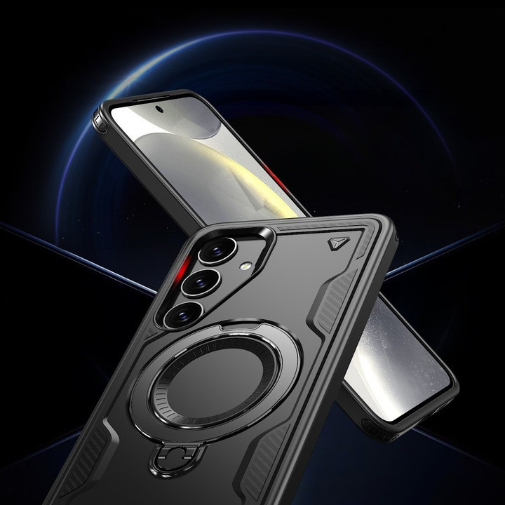 Husa Samsung Galaxy A05s, Hybrid Armor MagRing, inel rotativ, neagra — 3