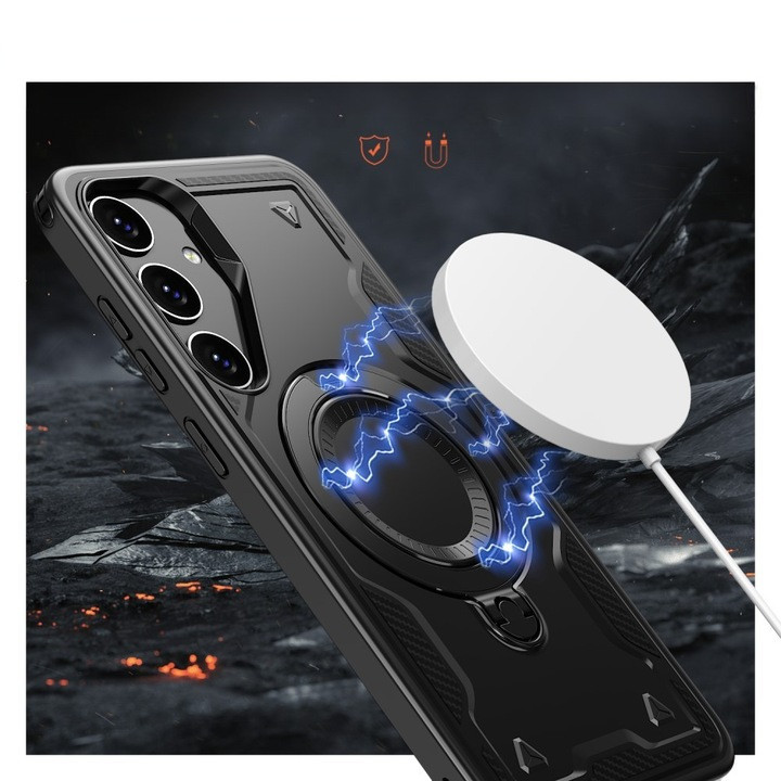 Husa Samsung Galaxy A25, Hybrid Armor MagRing, inel rotativ, rosie — 4