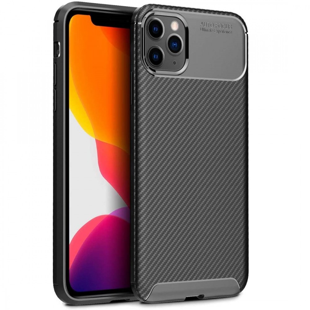 Husa Carbon Fiber pentru Apple iPhone 12 Pro Max, aspect carbon, neagra — varianta 2