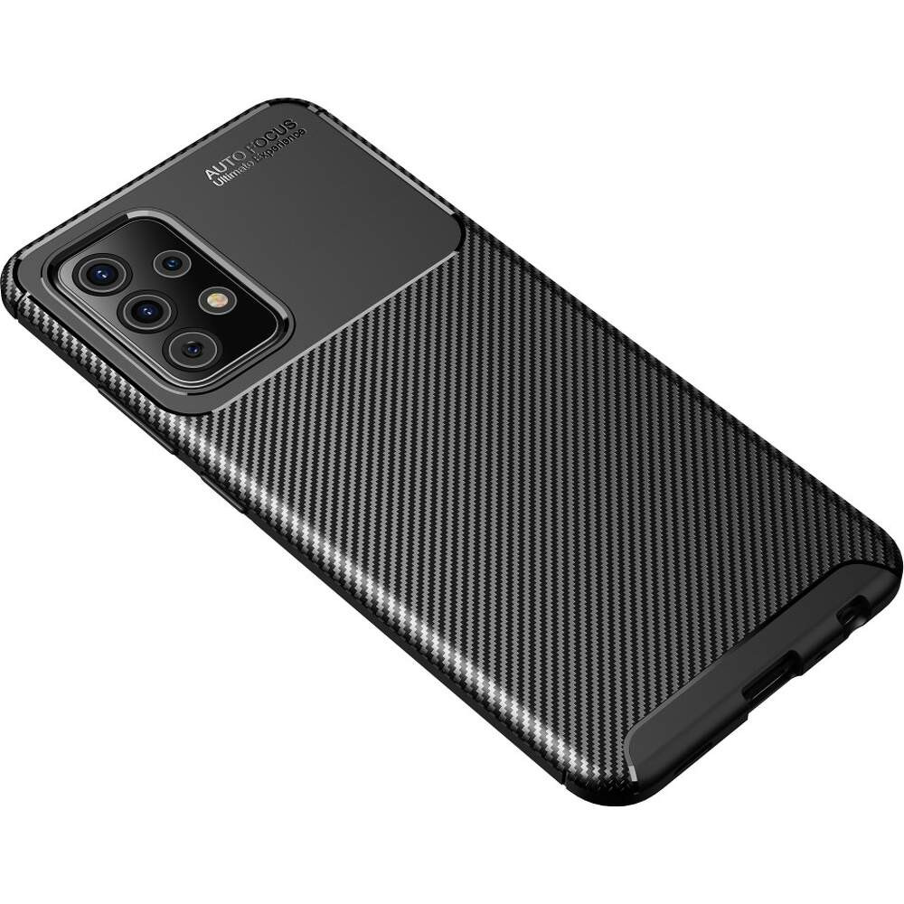 Husa Carbon Fiber pentru Samsung Galaxy A23 4G, aspect carbon, protectie camere, neagra — varianta 2