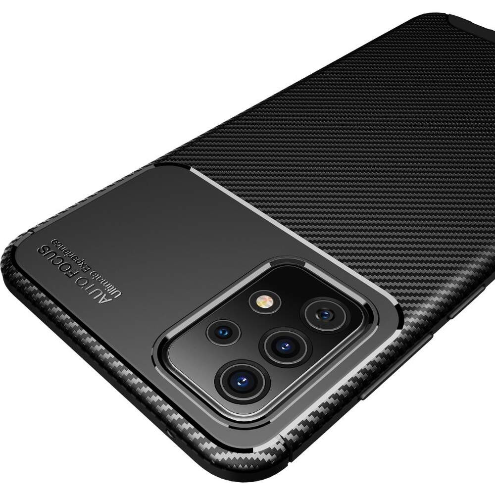 Husa Carbon Fiber pentru Samsung Galaxy A23 4G, aspect carbon, protectie camere, neagra — varianta 3