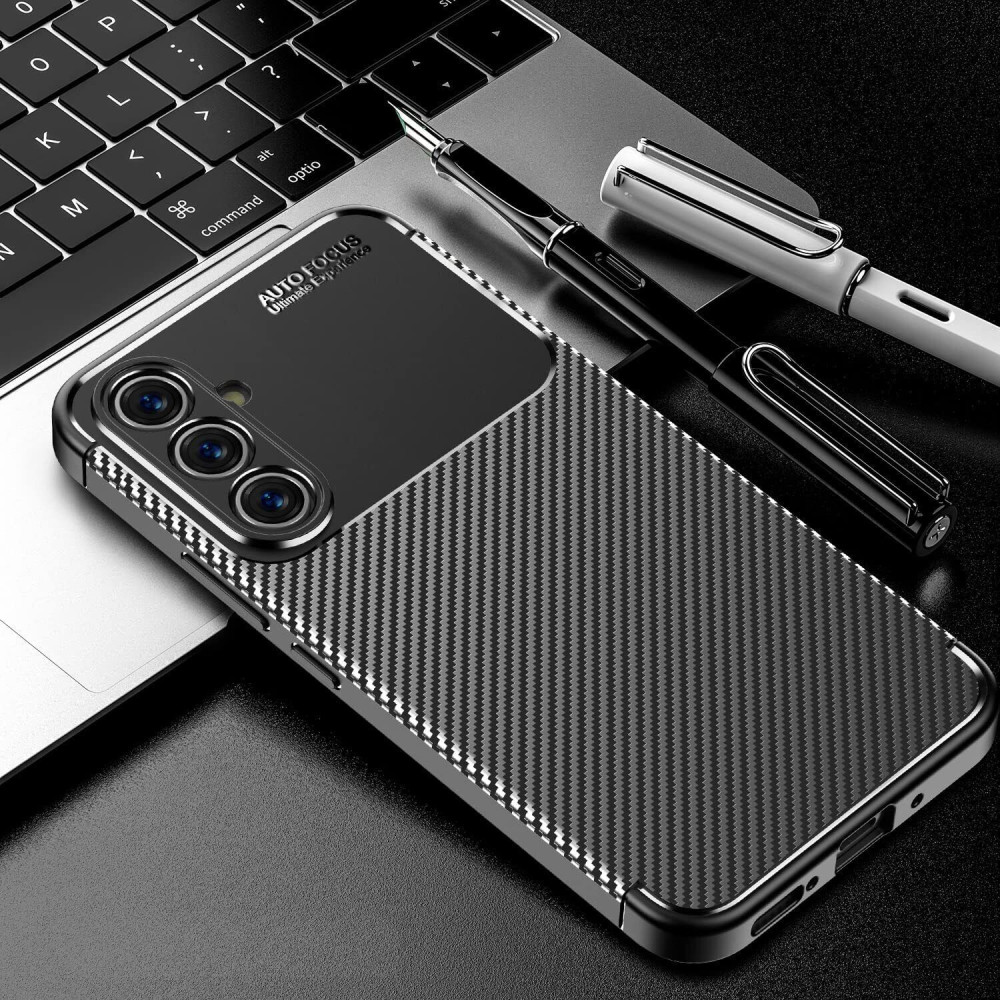 Husa Carbon Fiber pentru Samsung Galaxy A54 5G, aspect carbon, neagra — varianta 2