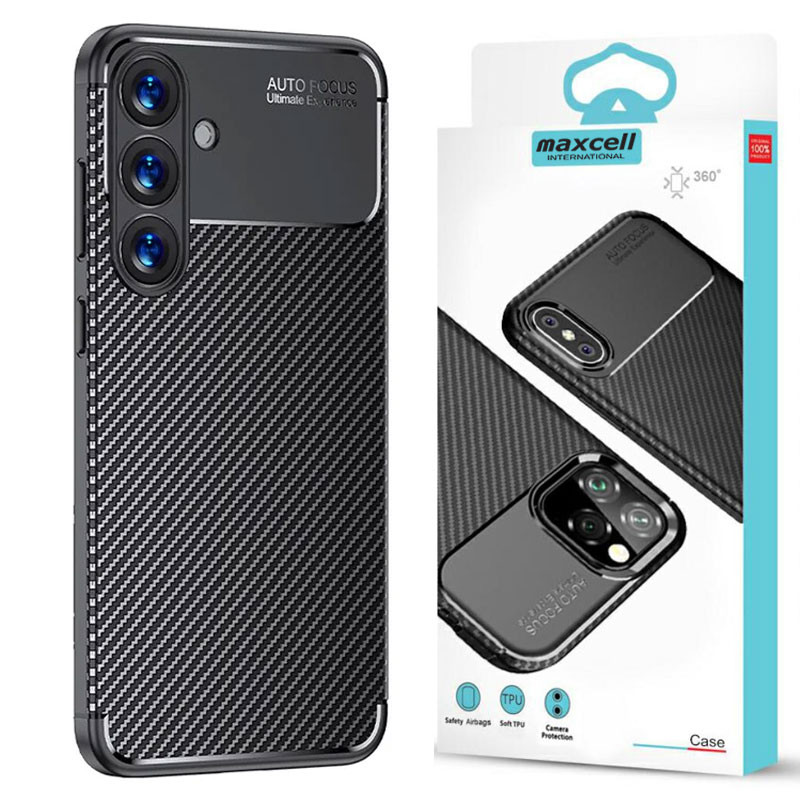 Husa Carbon Fiber pentru Samsung Galaxy S24 FE, aspect carbon, neagra — 6