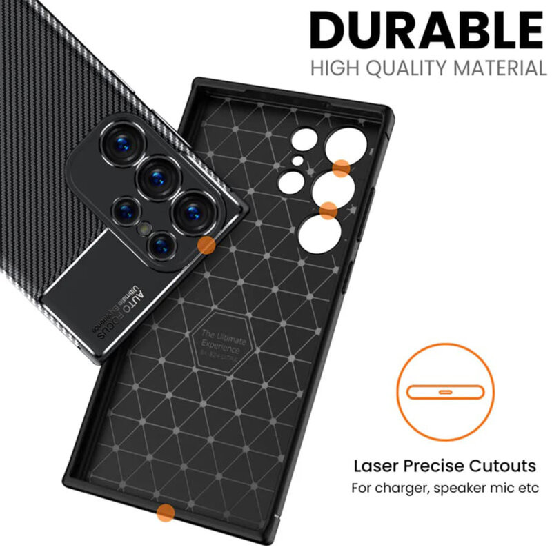 Husa Samsung Galaxy S25 Ultra, Carbon Fiber, aspect carbon, neagra — varianta 2