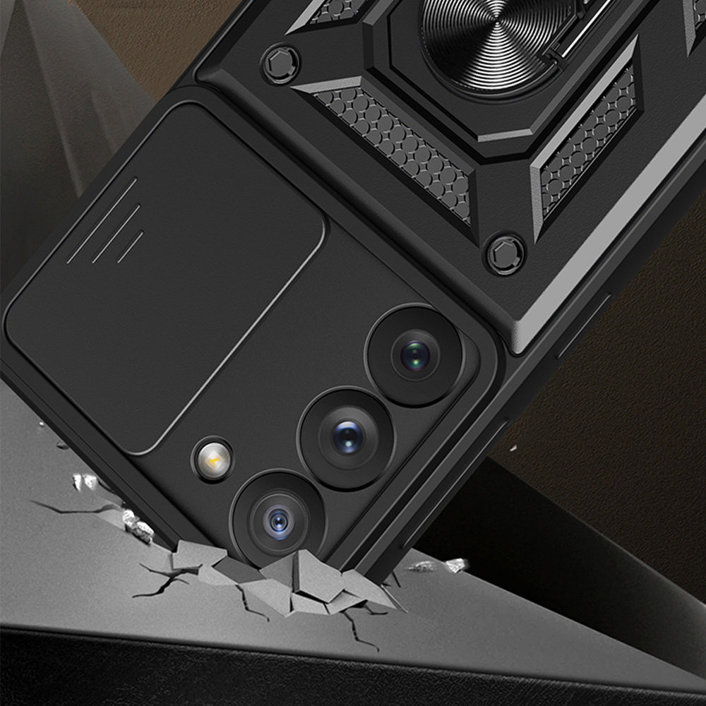 Husa Samsung S25 Ultra, Camshield Armor, inel sustinere, protectie camera, rosie — varianta 3
