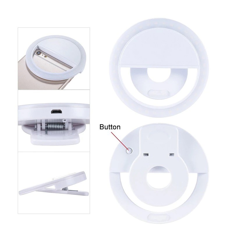 Lampa LED Selfie Ring Light, 3 moduri lumina, 3W, acumulator incorporat — 3