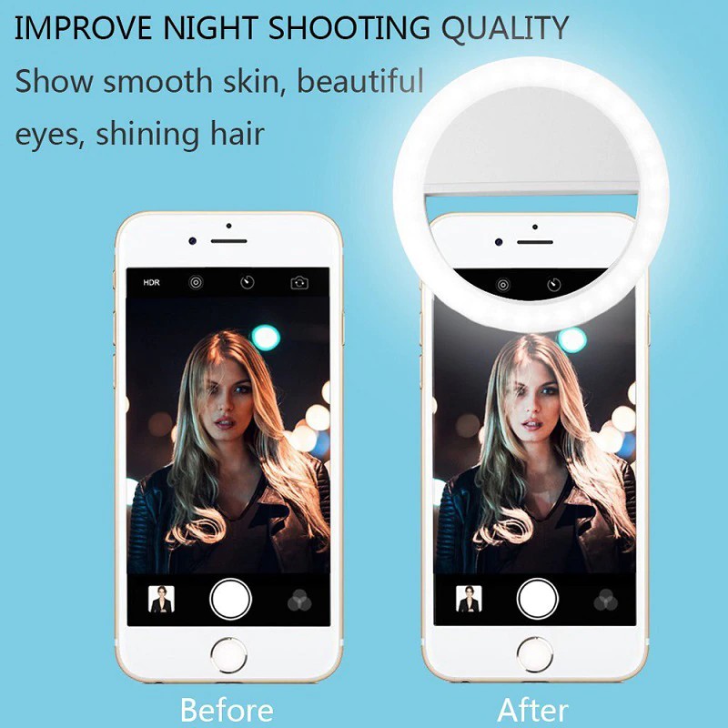Lampa LED Selfie Ring Light, 3 moduri lumina, 3W, acumulator incorporat — 4