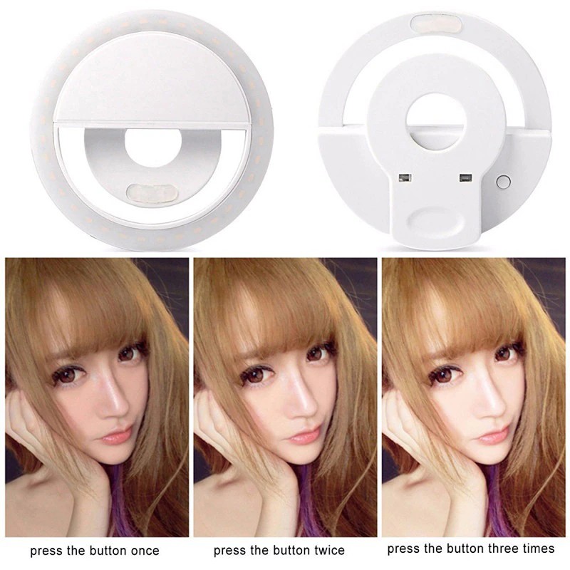 Lampa LED Selfie Ring Light, 3 moduri lumina, 3W, acumulator incorporat — 5