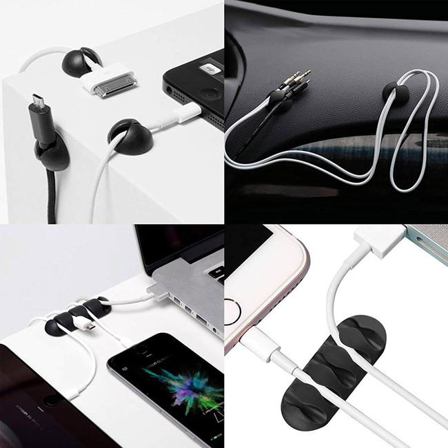 Set 2 organizatoare cabluri, 5 cabluri/organizator, negre — varianta 3