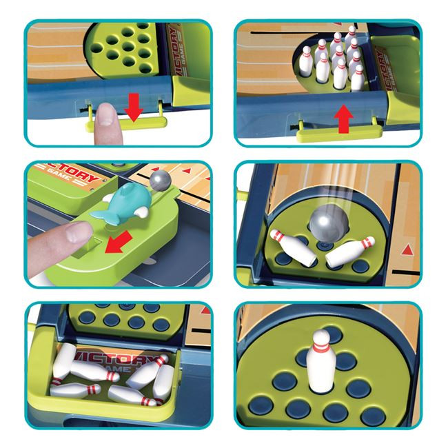 Joc masa de bowling, 24 x 15 cm, 10 popice si 2 bile — varianta 2