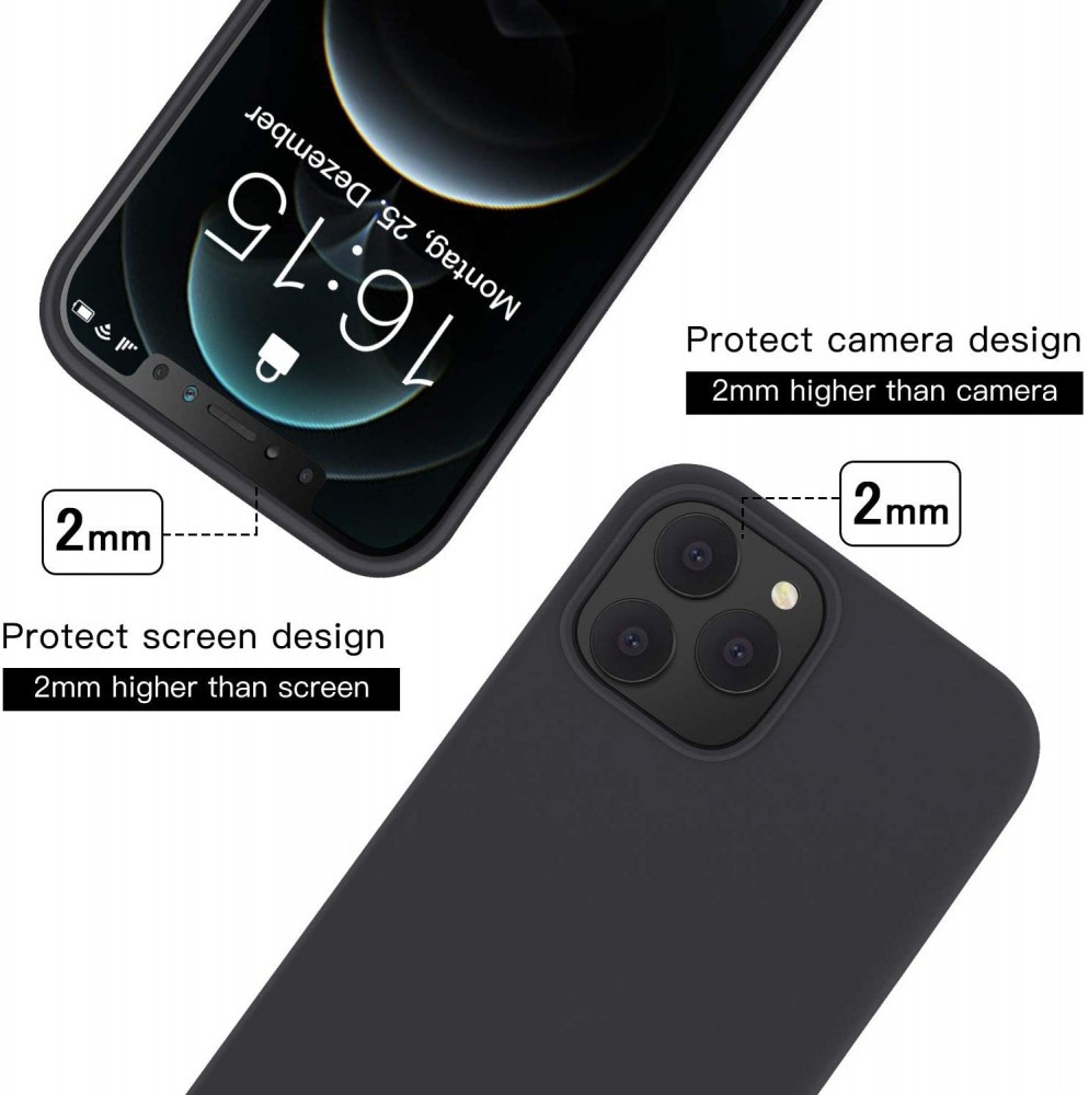 Husa Apple iPhone 14 Luxury Silicone, catifea in interior, protectie camere, negru — varianta 3
