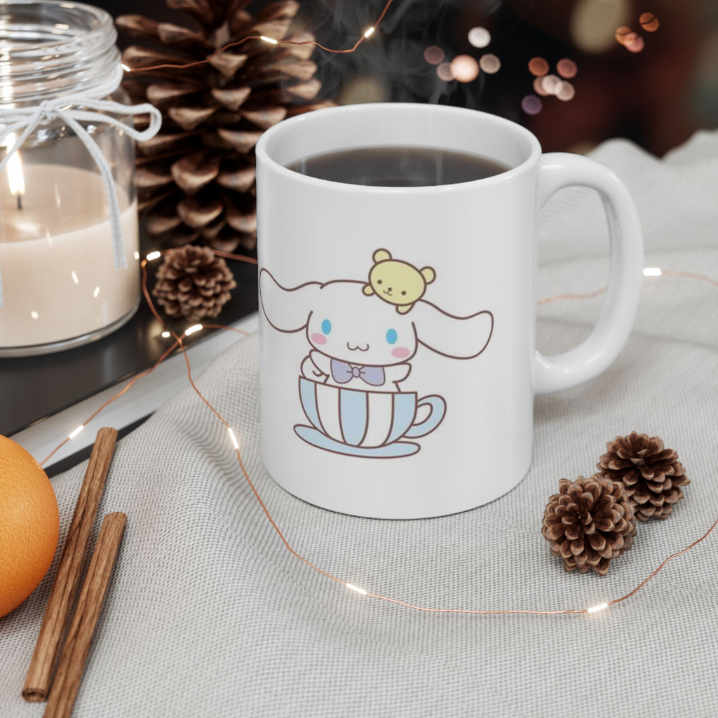 Cana ceramica personalizata, design Cinnamoroll, 330 ml, alba — varianta 2
