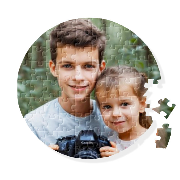 Puzzle personalizat cu poza ta, rotund, 20 cm, 42 piese — varianta 3