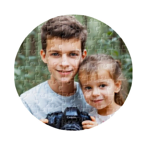 Puzzle personalizat cu poza ta, rotund, 20 cm, 42 piese — varianta 4