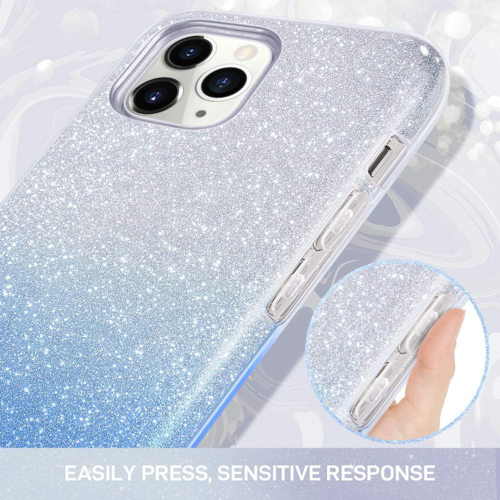Husa iPhone 12 Mini, Luxury Glitter Gradient, argintiu/albastru — varianta 2