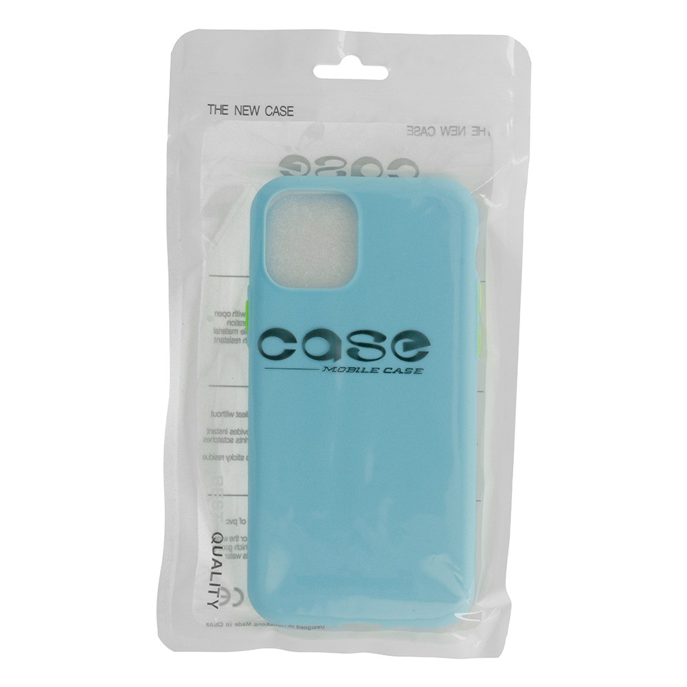 Husa de protectie Button TPU pentru Apple iPhone 11 Pro, silicon moale, albastru pal cu butoane verzi — 2