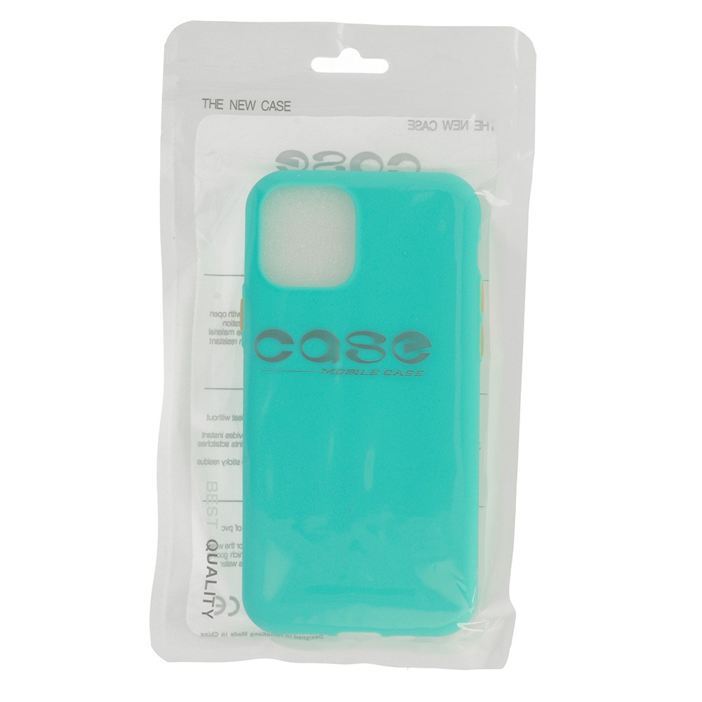 Husa de protectie Button TPU pentru Apple iPhone 11 Pro, silicon moale, verde mint cu butoane galbene — varianta 2