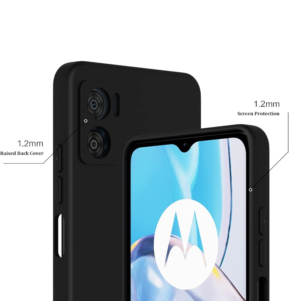 Husa Motorola Moto E22, Luxury Silicone, protectie camera, catifea in interior, neagra — varianta 3