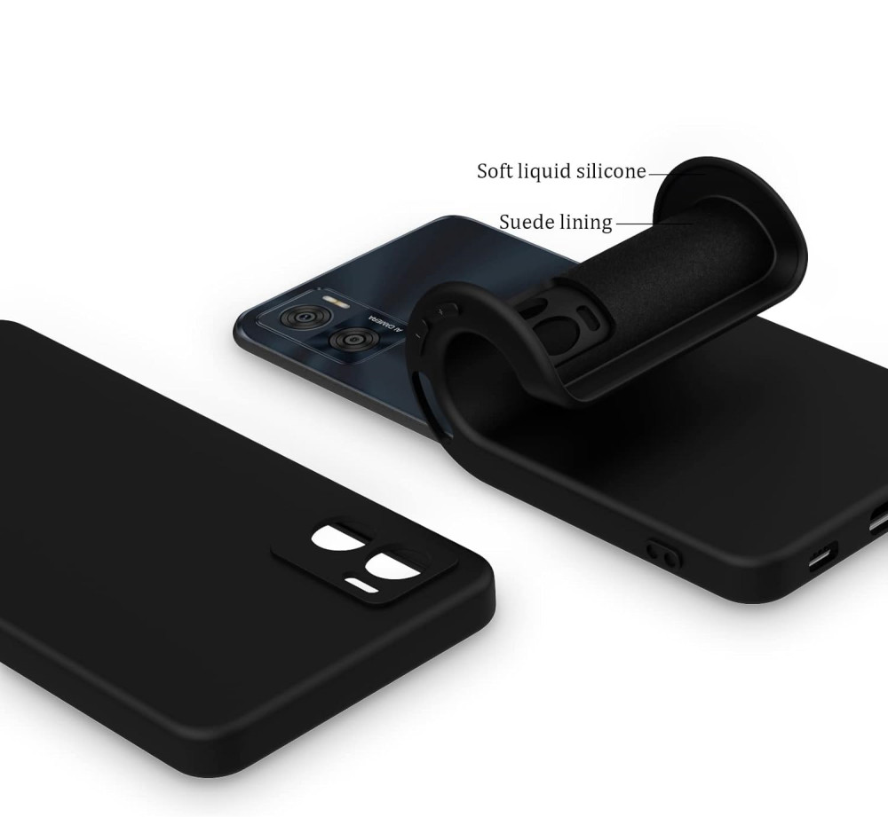 Husa Motorola Moto E22, Luxury Silicone, protectie camera, catifea in interior, albastru inchis — 2