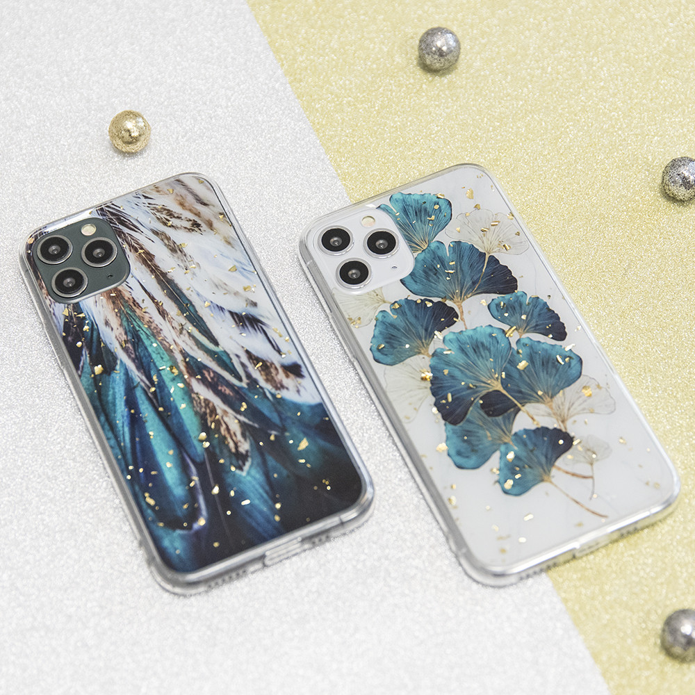 Husa Apple iPhone 15 Pro, Gold Glam, Leaves — varianta 4