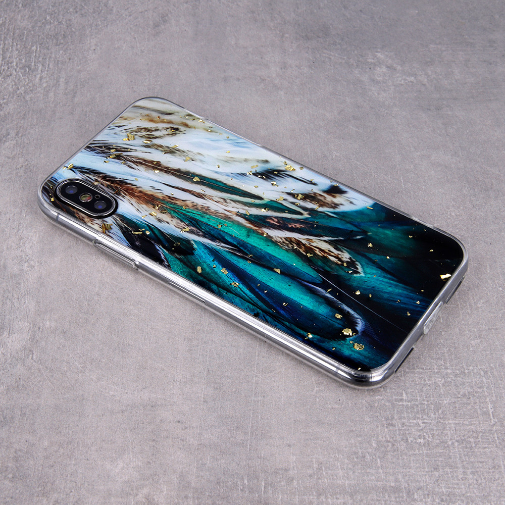 Husa Gold Glam pentru Apple iPhone 12/12 Pro, model Leaves — varianta 5