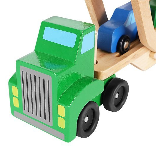 Camion tractare din lemn, 4 masinute incluse — 3