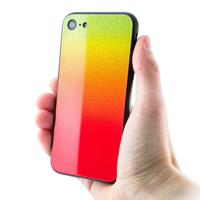 Husa Luxury Aurora pentru Apple iPhone X/XS, spate din sticla, portocaliu/galben — varianta 3