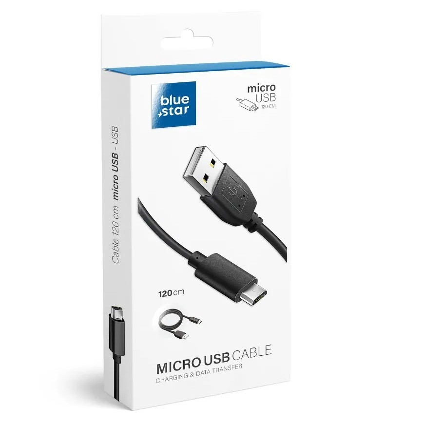 Cablu de date si incarcare MicroUSB Bluestar, 1.2 metri, negru — varianta 2