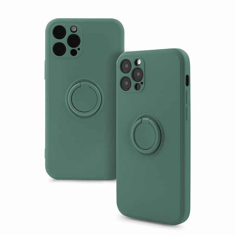 Husa Apple iPhone 11 Pro Max, Ring Silicone, suport sustinere rotativ, catifea in interior, verde — varianta 3