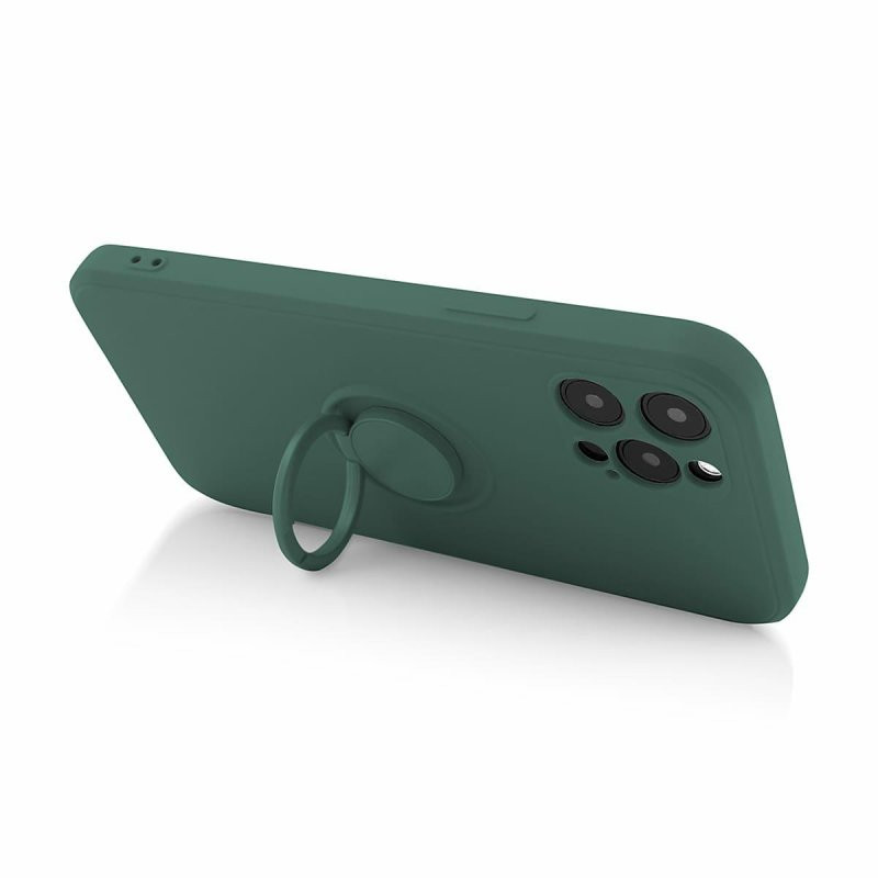 Husa Apple iPhone 11 Pro Max, Ring Silicone, suport sustinere rotativ, catifea in interior, verde — varianta 6