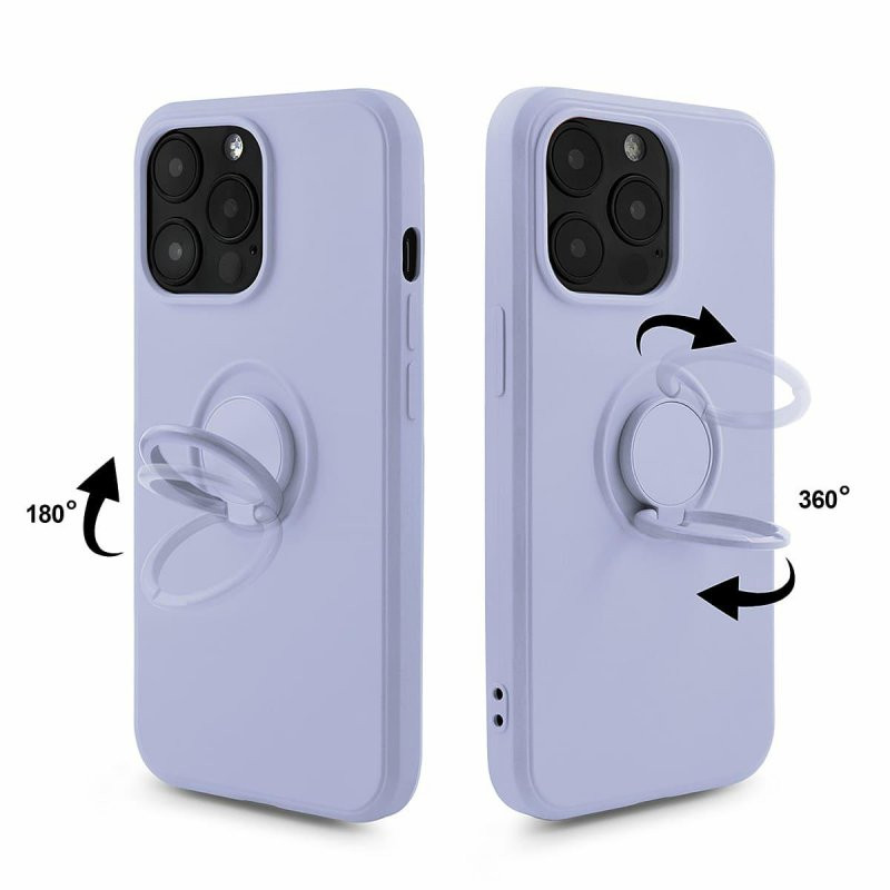 Husa Apple iPhone 13 Pro, Ring Silicone, suport sustinere rotativ, catifea in interior, violet — varianta 2