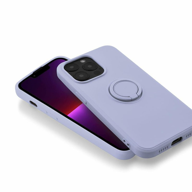 Husa Apple iPhone 13 Pro, Ring Silicone, suport sustinere rotativ, catifea in interior, violet — varianta 3