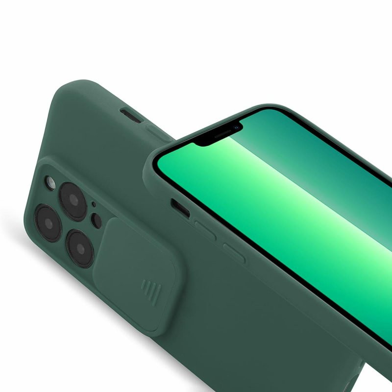 Husa Apple iPhone 13 Pro, Vertical Slide TPU, silicon moale, flexibil, verde — 2