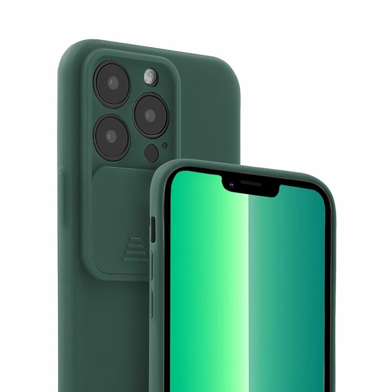 Husa Apple iPhone 13 Pro, Vertical Slide TPU, silicon moale, flexibil, verde — 3