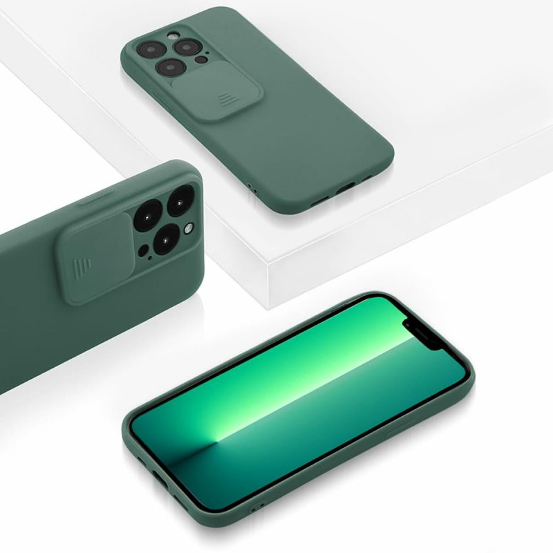 Husa Apple iPhone 13 Pro, Vertical Slide TPU, silicon moale, flexibil, verde — 4