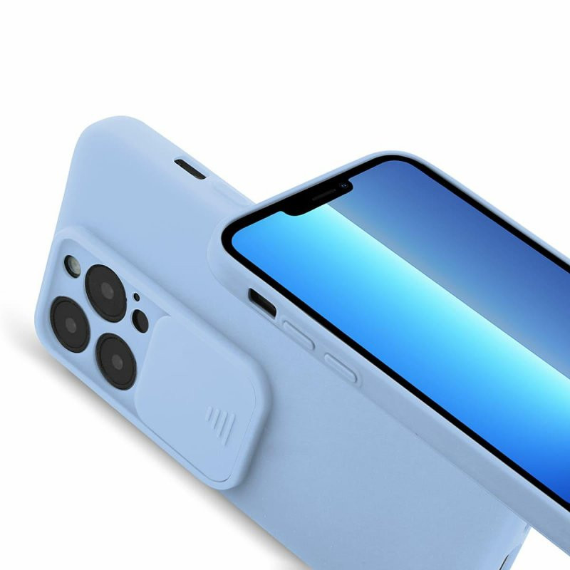 Husa Apple iPhone 13 Pro, Vertical Slide TPU, silicon moale, flexibil, albastru deschis — varianta 2