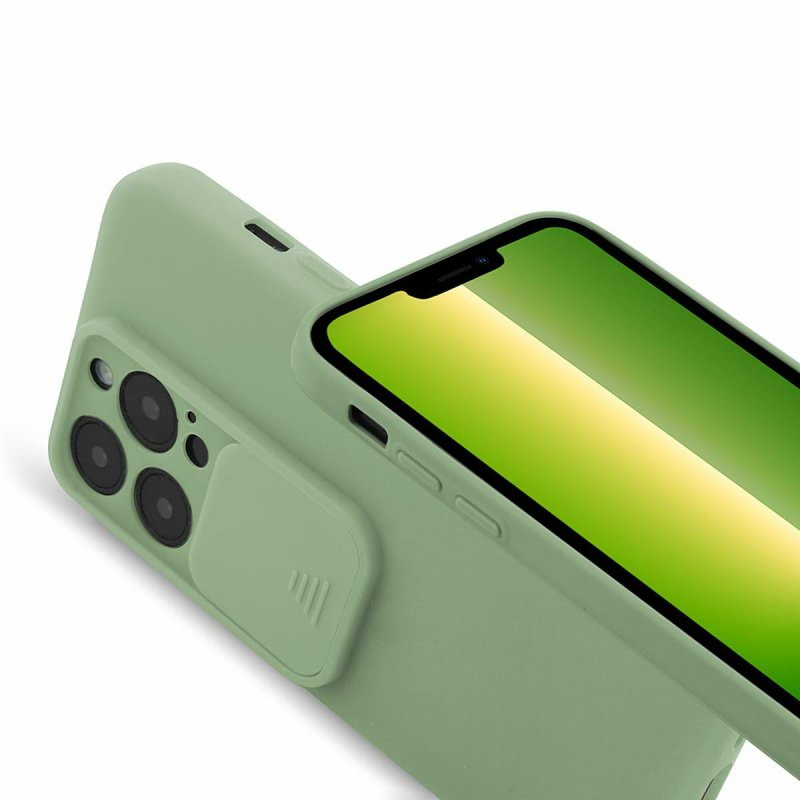 Husa Apple iPhone 13 Pro, Vertical Slide TPU, silicon moale, flexibil, verde maslina — 2