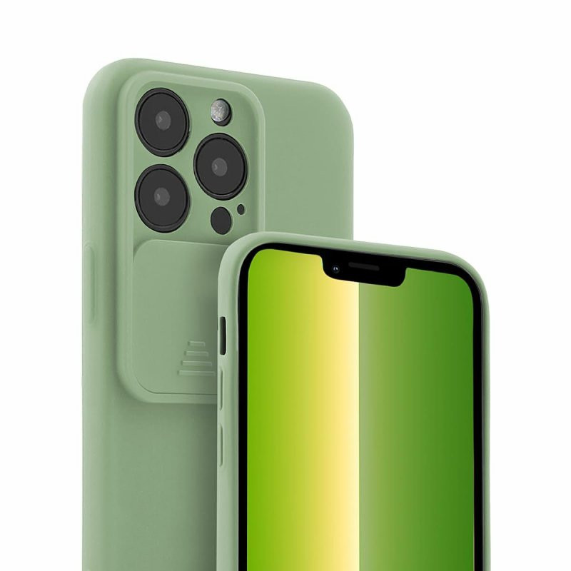 Husa Apple iPhone 13 Pro, Vertical Slide TPU, silicon moale, flexibil, verde maslina — 3
